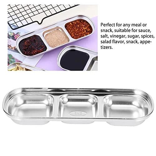 Liineparalle Stainless Steel Sier Sauce Dish 3 Grids | Durable, Safe & Space-Saving (70-120 chars) thumbnail 3