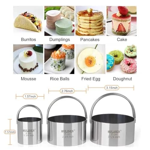 HULISEN Biscuit Cutter Set 3-Pc | Stainless Steel Cookie Cutters with Handle thumbnail 3
