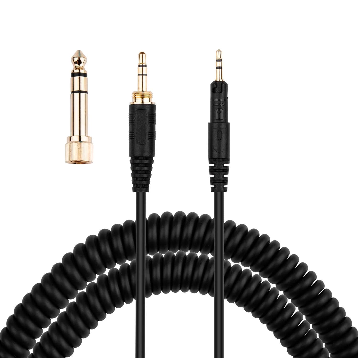 Smays Replacement Coiled AUX Cable for Audio-Technica ATH-M50x, M40x, M70x, M60x Headphones | 2.5mm to 3.5mm Male, 4-10ft — Black