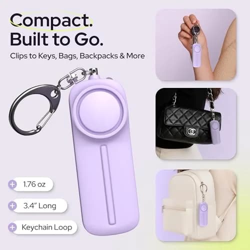 WETEN Personal Safety Alarm Keychain with LED Light & 130dB Siren, 50g (0.11 lb) | Purple thumbnail 5