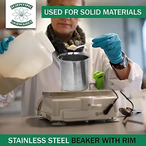 Edu-labs Stainless Steel Lab Beaker with Rim, Low Form, 250ml (8.45 Fl Oz) | Robust & Durable for Lab Applications thumbnail 5