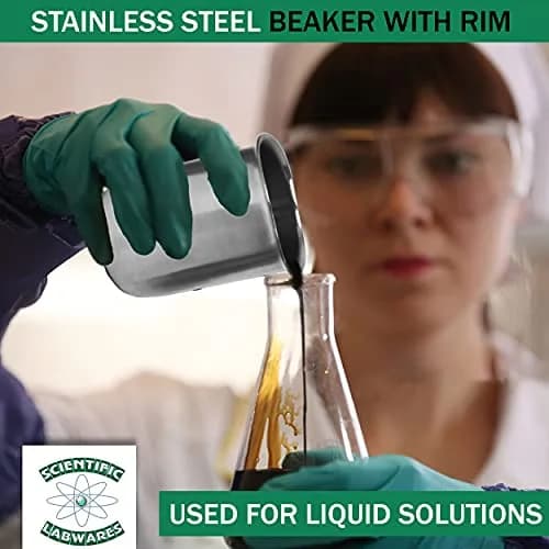 Edu-labs Stainless Steel Lab Beaker with Rim, Low Form, 500mL (16.9 Fl Oz) | Industrial & Scientific Equipment thumbnail 5