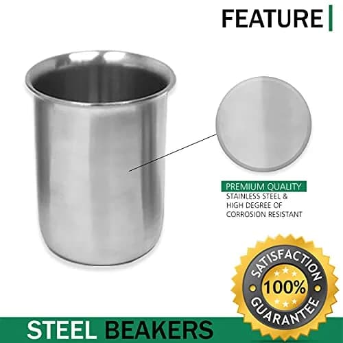 Edu-labs Stainless Steel Lab Beaker with Rim, Low Form, 500mL (16.9 Fl Oz) | Industrial & Scientific Equipment thumbnail 3