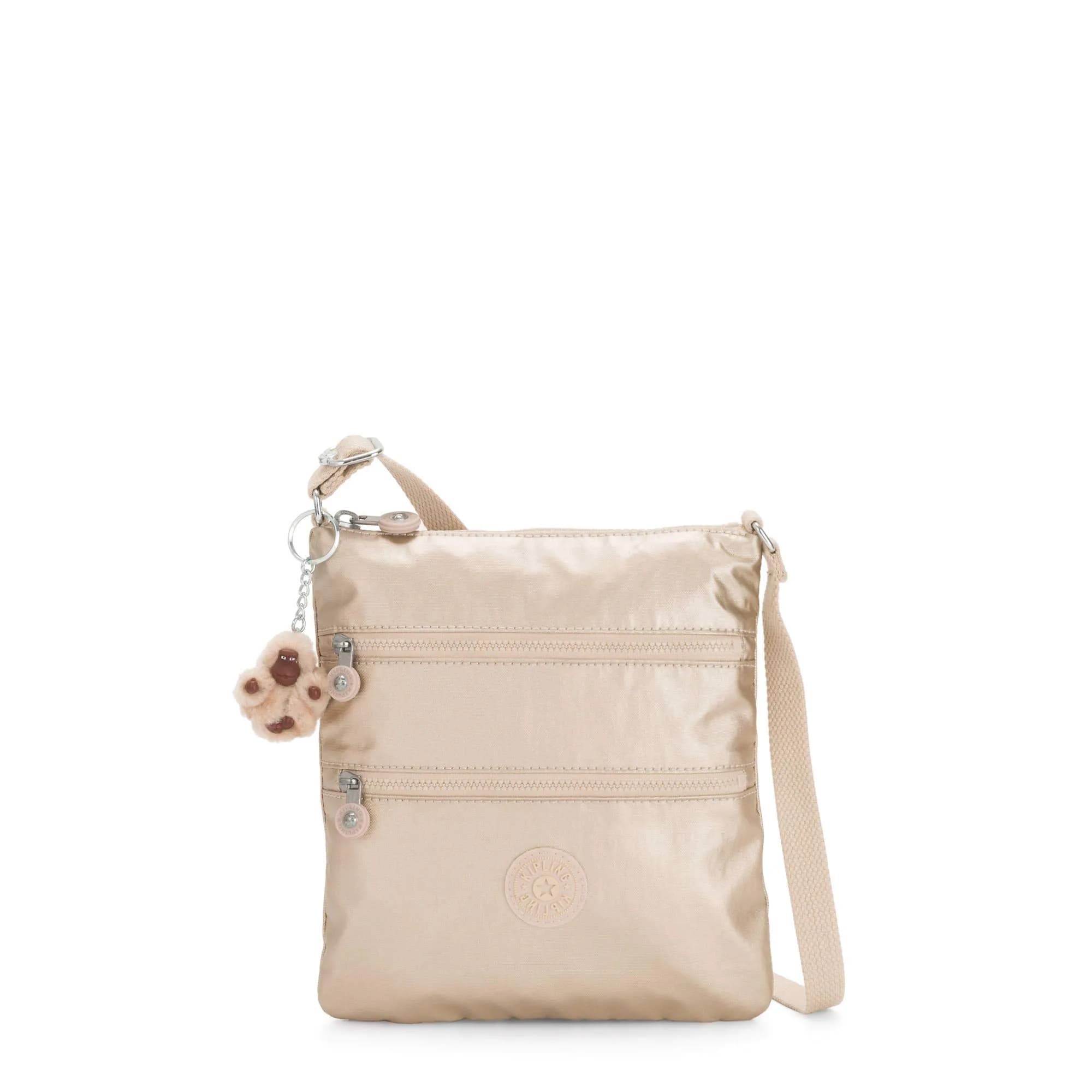 Kipling Keiko Crossbody Mini Bag 8''L x 9''H x 1.25''D | Lightweight, Adjustable, Water-Resistant — Starry Gold Met