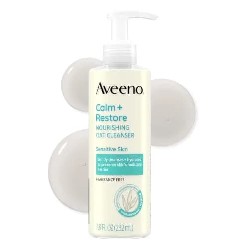 Aveeno Calm + Restore Nourishing Oat Face Cleanser 232ml (7.8 Fl Oz) | Gentle Hydrating Cleanser for Sensitive Skin thumbnail 1