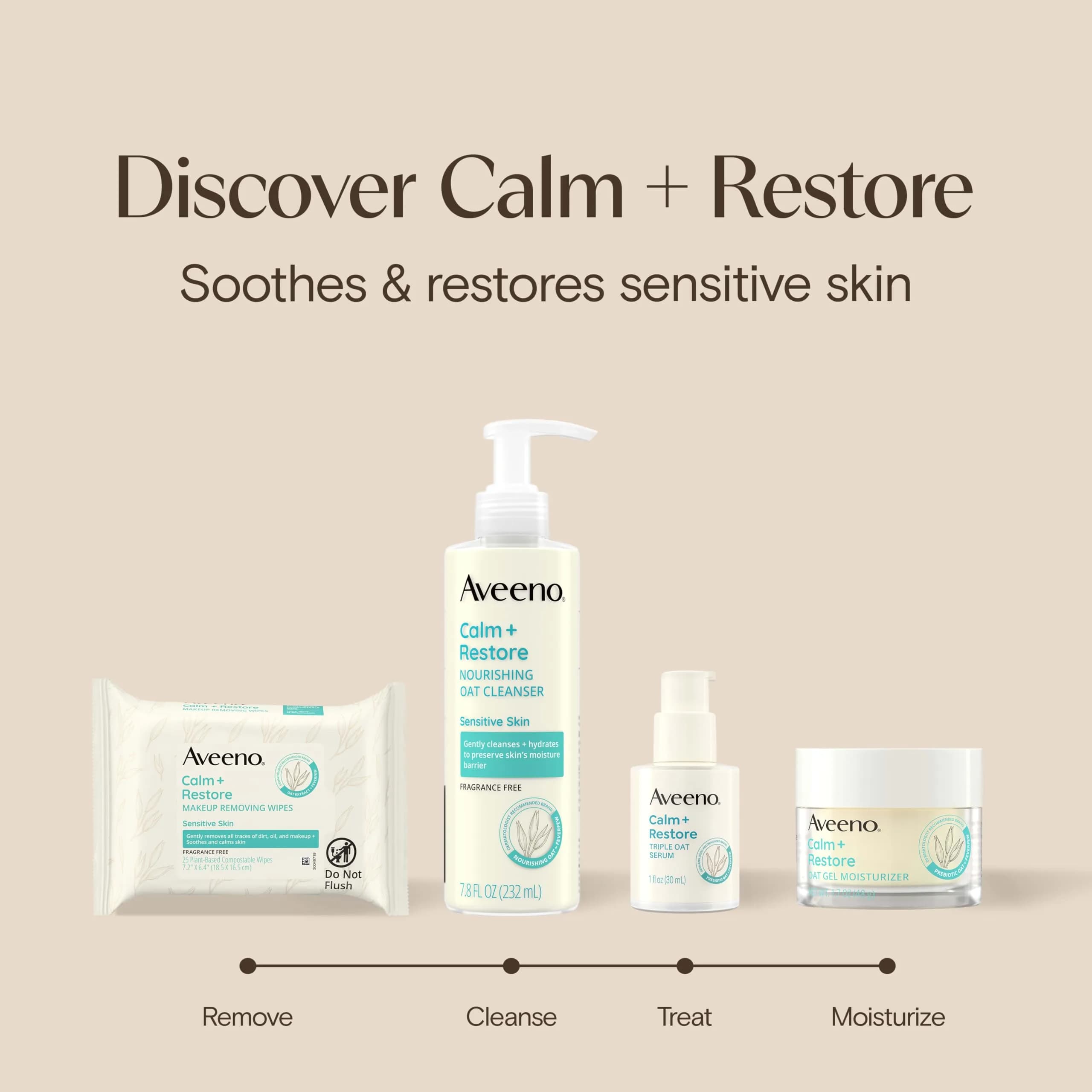 Aveeno Calm + Restore Nourishing Oat Face Cleanser 232ml (7.8 Fl Oz) | Gentle Hydrating Cleanser for Sensitive Skin - view 7