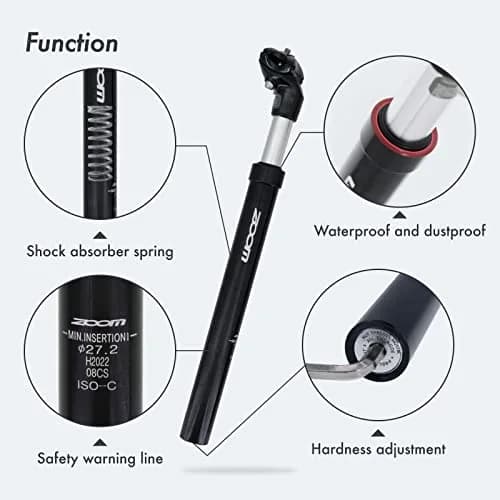 DJC Bike Suspension Seatpost Shock Absorber Damper Post 27.2 30.9 31.6 mm | Aluminum Body, 42mm Travel thumbnail 4
