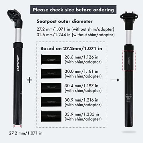 DJC Black Suspension Seatpost 28.6mm (1.12 in) with 42mm Travel | ISO 4210 Certified Aluminum thumbnail 3
