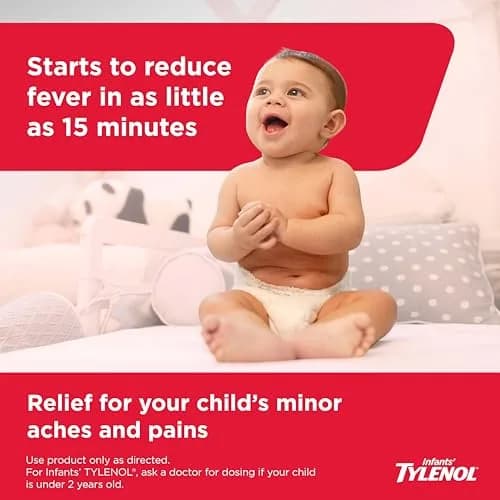 Tylenol Infants Dye-Free Acetaminophen Oral Suspension Cherry 30ml (1 Fl Oz) | Pain & Fever Relief for Babies thumbnail 5