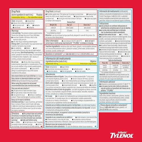 Tylenol Infants Dye-Free Acetaminophen Oral Suspension Cherry 30ml (1 Fl Oz) | Pain & Fever Relief for Babies thumbnail 8