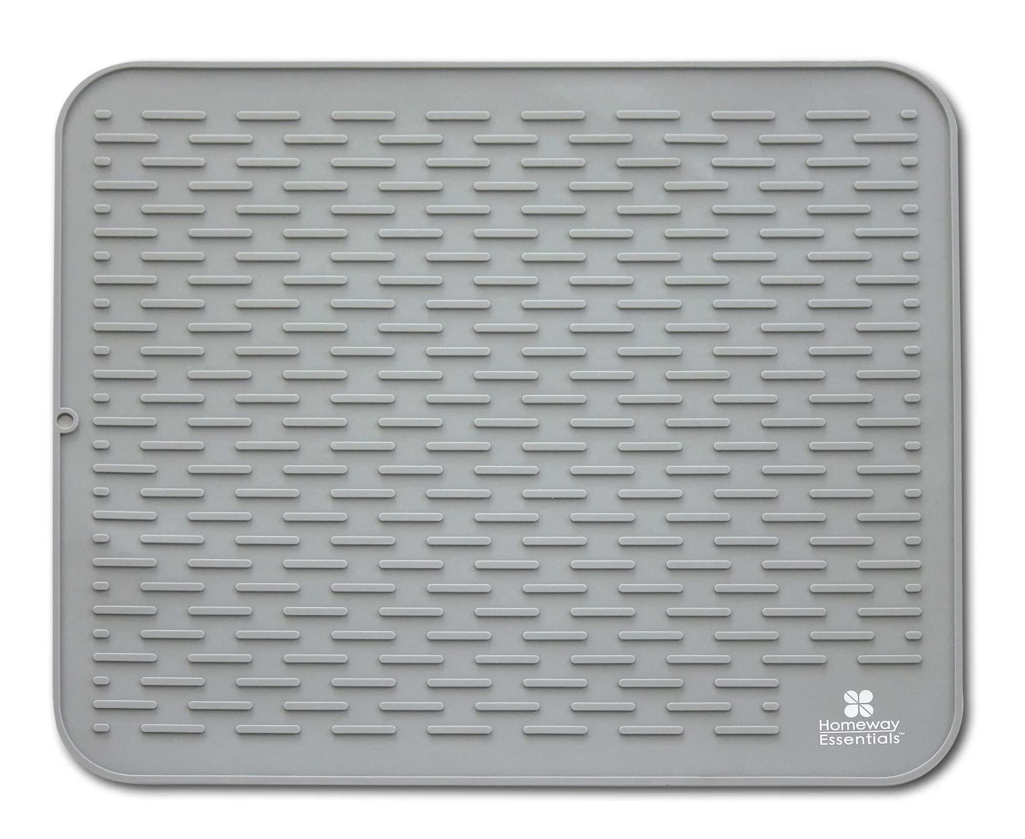 Homeway Essentials Silicone Dish Drying Mat 30 x 24 | Large Countertop Mat for Kitchen & Sink (3XL, GREY)