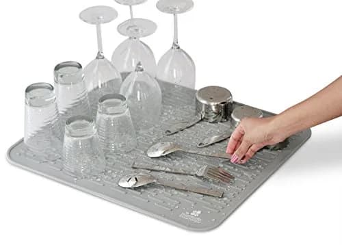 Homeway Essentials Silicone Dish Drying Mat 30 x 24 | Large Countertop Mat for Kitchen & Sink (3XL, GREY) thumbnail 5