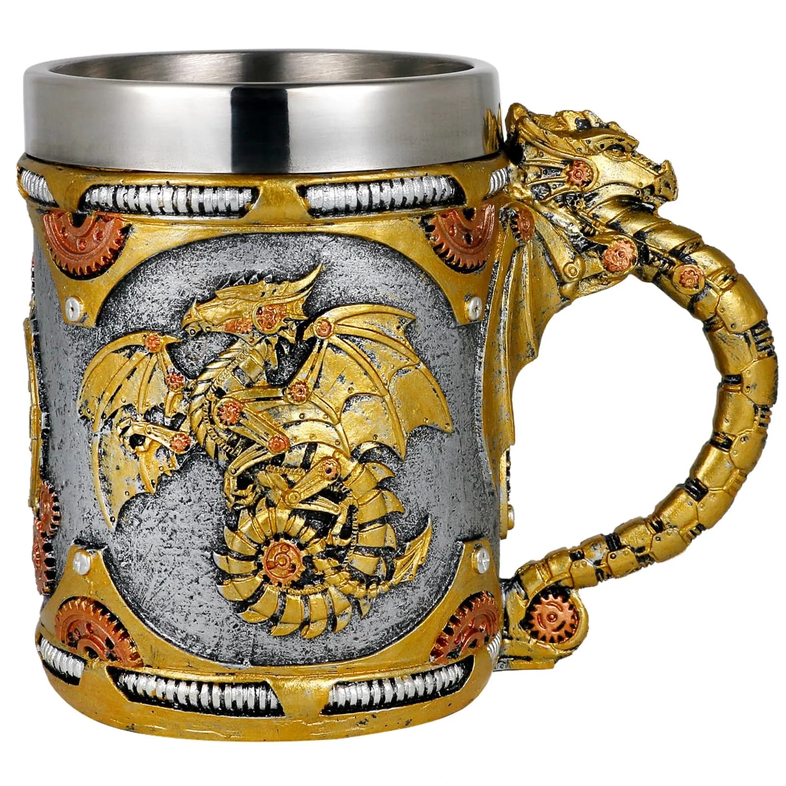 alikiki Medieval Steampunk Dragon Coffee Cup 15.8oz | Handcrafted Renaissance Mug for Fantasy Fans