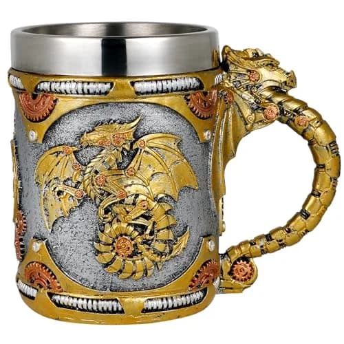alikiki Medieval Steampunk Dragon Coffee Cup 15.8oz | Handcrafted Renaissance Mug for Fantasy Fans thumbnail 1