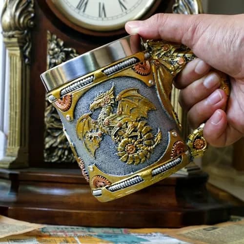 alikiki Medieval Steampunk Dragon Coffee Cup 15.8oz | Handcrafted Renaissance Mug for Fantasy Fans thumbnail 4