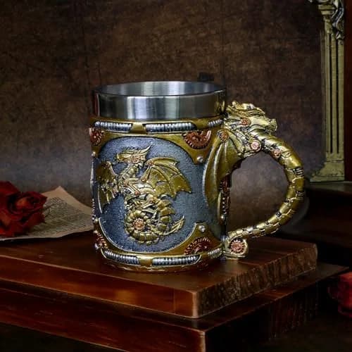 alikiki Medieval Steampunk Dragon Coffee Cup 15.8oz | Handcrafted Renaissance Mug for Fantasy Fans thumbnail 9