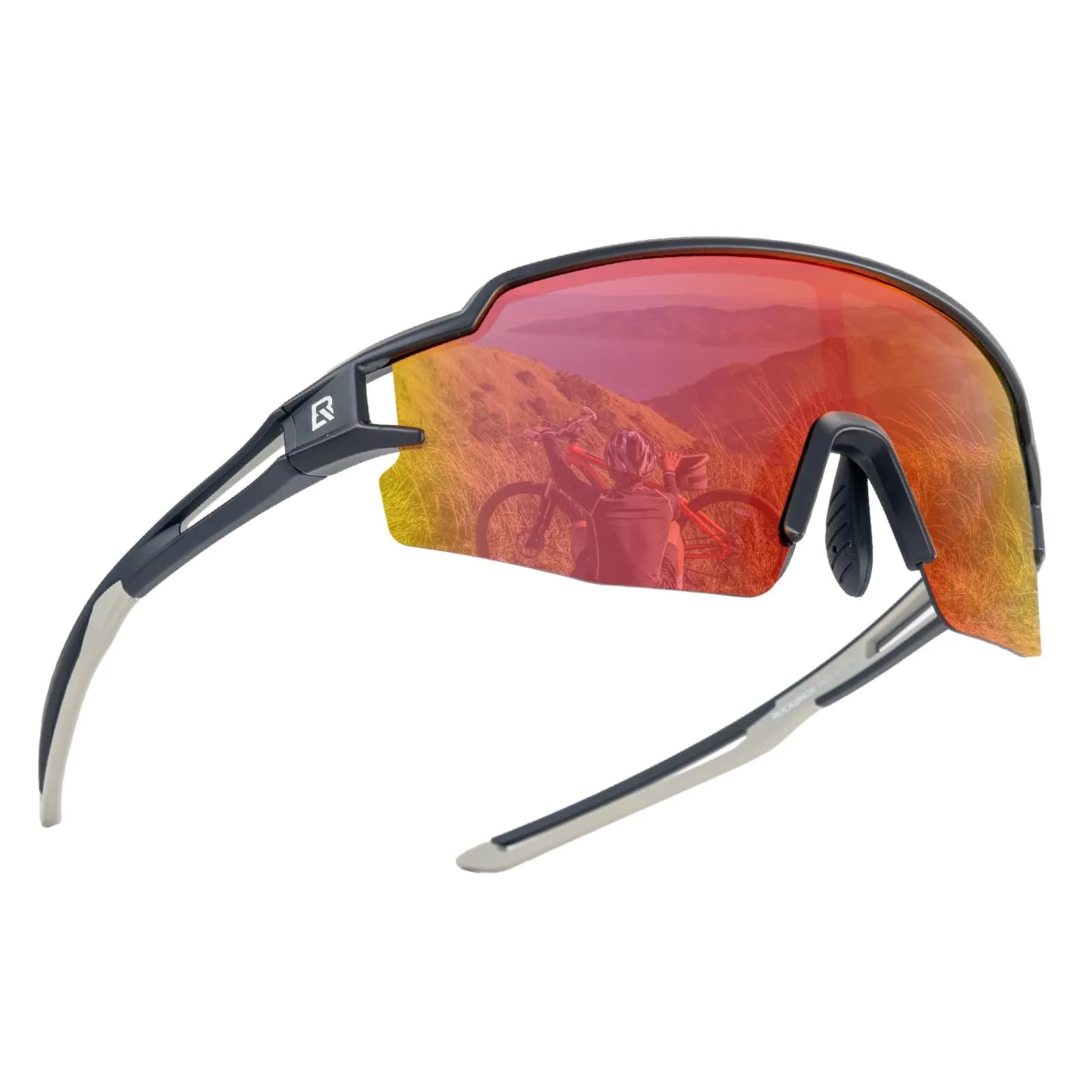 ROCKBROS Polarized Cycling Sunglasses for Men & Women | Rectangular Shape, UV Protection, Lightweight TR90 Frame | Black Yellow, 145mm Arm (5.7in) - main product image