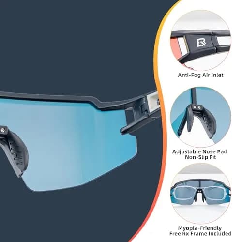 ROCKBROS Polarized Cycling Sunglasses for Men & Women | Rectangular Shape, UV Protection, Lightweight TR90 Frame | Black Yellow, 145mm Arm (5.7in) thumbnail 5