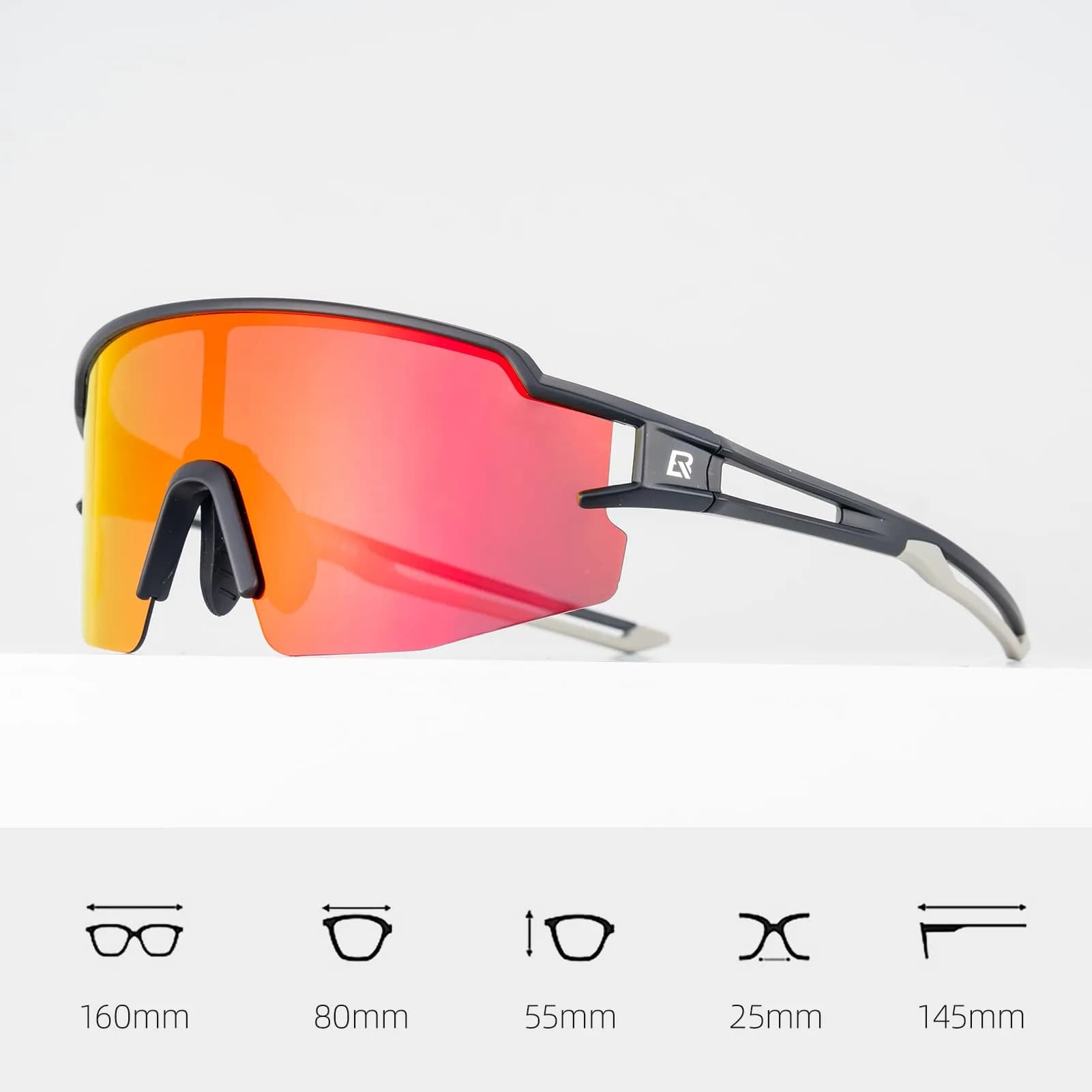 ROCKBROS Polarized Cycling Sunglasses for Men & Women | Rectangular Shape, UV Protection, Lightweight TR90 Frame | Black Yellow, 145mm Arm (5.7in) - view 6