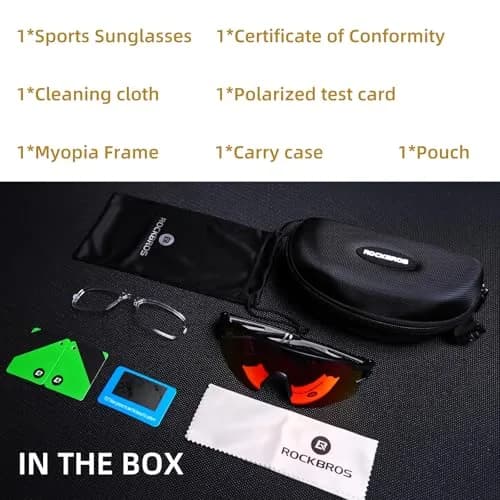ROCKBROS Polarized Cycling Sunglasses for Men & Women | Rectangular Shape, UV Protection, Lightweight TR90 Frame | Black Yellow, 145mm Arm (5.7in) thumbnail 7