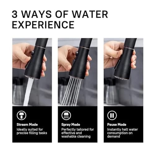 WEWE Kitchen Faucet with Pull Down Sprayer Oil Rubbed Bronze 15.7 Inches | Durable Stainless Steel, 3-Mode, Easy DIY thumbnail 5
