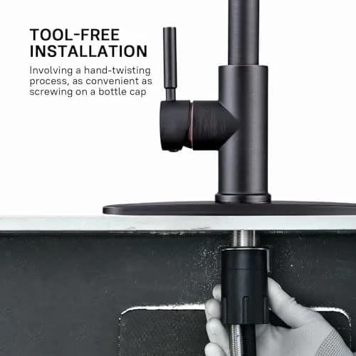 WEWE Kitchen Faucet with Pull Down Sprayer Oil Rubbed Bronze 15.7 Inches | Durable Stainless Steel, 3-Mode, Easy DIY thumbnail 7