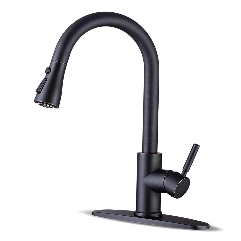 WEWE Kitchen Faucet with Pull Down Sprayer Oil Rubbed Bronze 15.7 Inches | Durable Stainless Steel, 3-Mode, Easy DIY