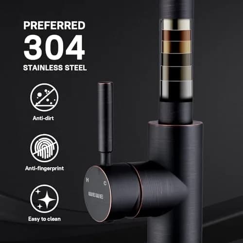 WEWE Kitchen Faucet with Pull Down Sprayer Oil Rubbed Bronze 15.7 Inches | Durable Stainless Steel, 3-Mode, Easy DIY thumbnail 4
