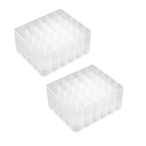 Chris.W 2 Pack 30-Slot Art Markers Pen Holder Desk Stand Organizer Storage Tray (Clear) | Keep Art Supplies Neat & Tidy — 30-Slot Clear