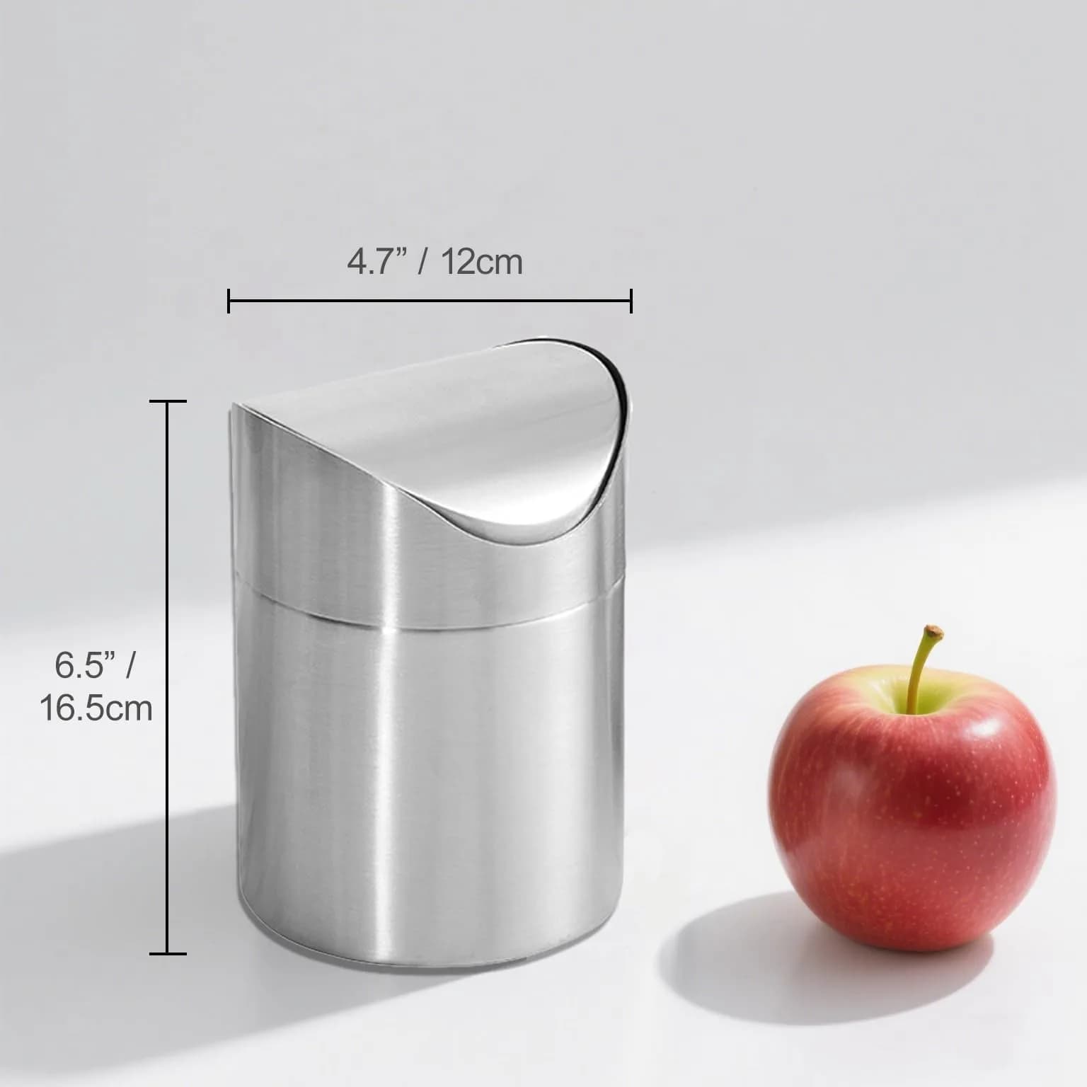 JILLICK Small Mini Trash Can with Lid, Brushed Stainless Steel 1.5L (0.4 Gal) | Compact Countertop Bin - view 2