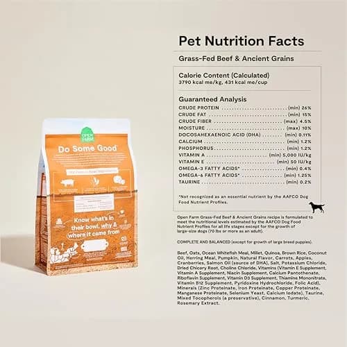Open Farm Ancient Grains Dry Dog Food, Farmer's Table Pork Kibble, 1.81kg (4lb) | Grain-Inclusive, Sensitive Stomach Support thumbnail 6