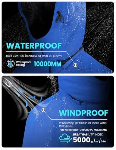 WULFUL Men's Waterproof Ski Jacket Warm Winter Coats Windproof with Hood | Fleece Lined, Water-Resistant, Durable, Relaxed Fit thumbnail 4
