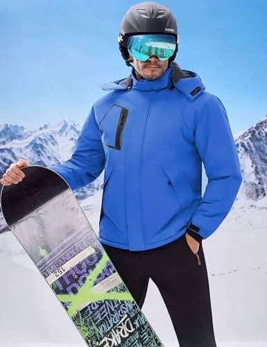 WULFUL Men's Waterproof Ski Jacket Warm Winter Coats Windproof with Hood | Fleece Lined, Water-Resistant, Durable, Relaxed Fit thumbnail 2