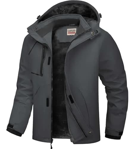 WULFUL Men's Waterproof Ski Jacket Warm Winter Coats Windproof with Hood | Fleece Lined, Relaxed Fit, Water & Windproof thumbnail 1