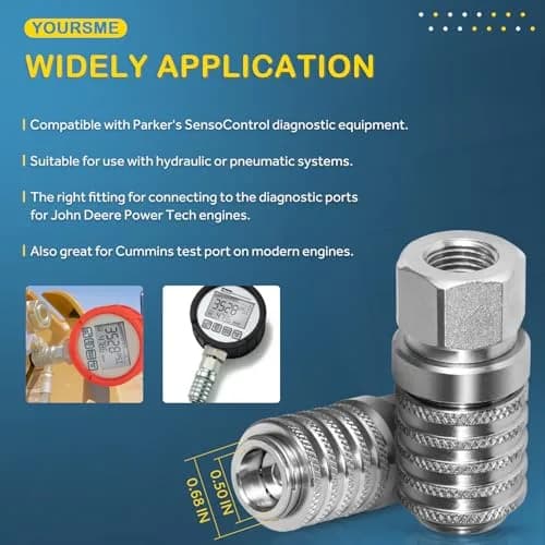 Yoursme PD242 Series Steel Test Port Quick Coupler | 1/8" Body, 1/4"-18 NPTF Thread, 6000 PSI thumbnail 7