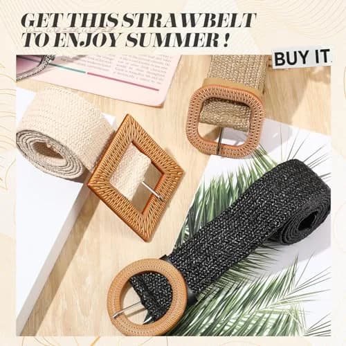 Syhood Woven Belt Dress, Fit Waist Size Below 31'' | Bohemian Elastic Waist Belt for Women thumbnail 7