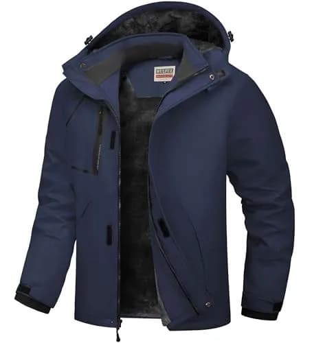 WULFUL Men's Waterproof Ski Jacket Warm Winter Coats Windproof with Hood | Fleece Lined, Relaxed Fit, Water & Wind Resistant thumbnail 1
