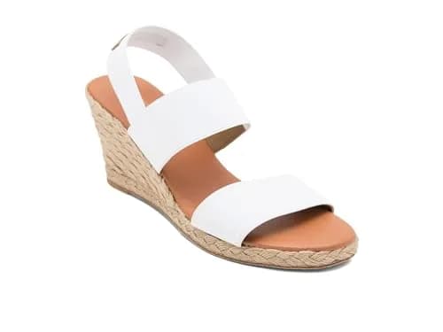 André Assous Women's Allison Espadrille Wedge Sandal, White, 7 | Comfortable Summer Style with Elegant Wedge thumbnail 1