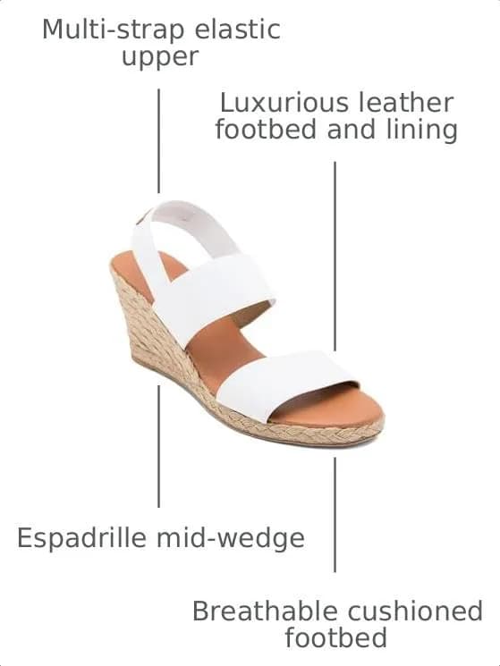 André Assous Women's Allison Espadrille Wedge Sandal, White, 7 | Comfortable Summer Style with Elegant Wedge thumbnail 3