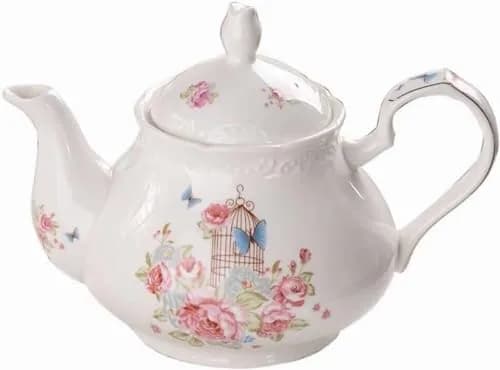 Eplze Pink Rose Ceramic Teapot 900ml (31oz) | Elegant European Style for Tea & Coffee thumbnail 1