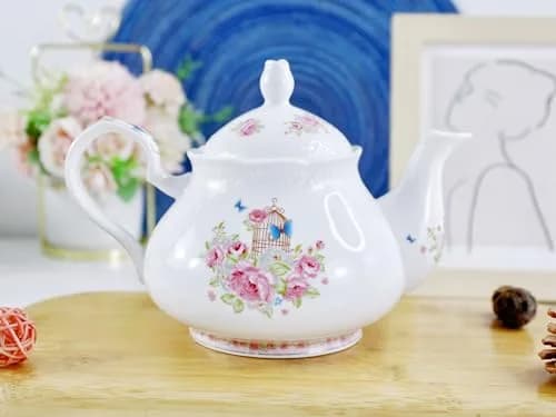 Eplze Pink Rose Ceramic Teapot 900ml (31oz) | Elegant European Style for Tea & Coffee thumbnail 7
