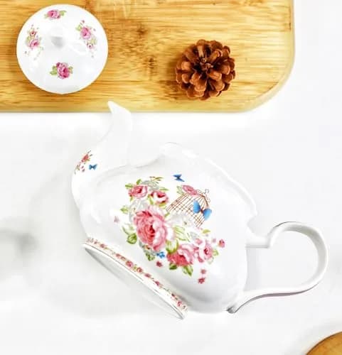 Eplze Pink Rose Ceramic Teapot 900ml (31oz) | Elegant European Style for Tea & Coffee thumbnail 8