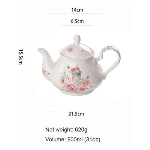 Eplze Pink Rose Ceramic Teapot 900ml (31oz) | Elegant European Style for Tea & Coffee thumbnail 2