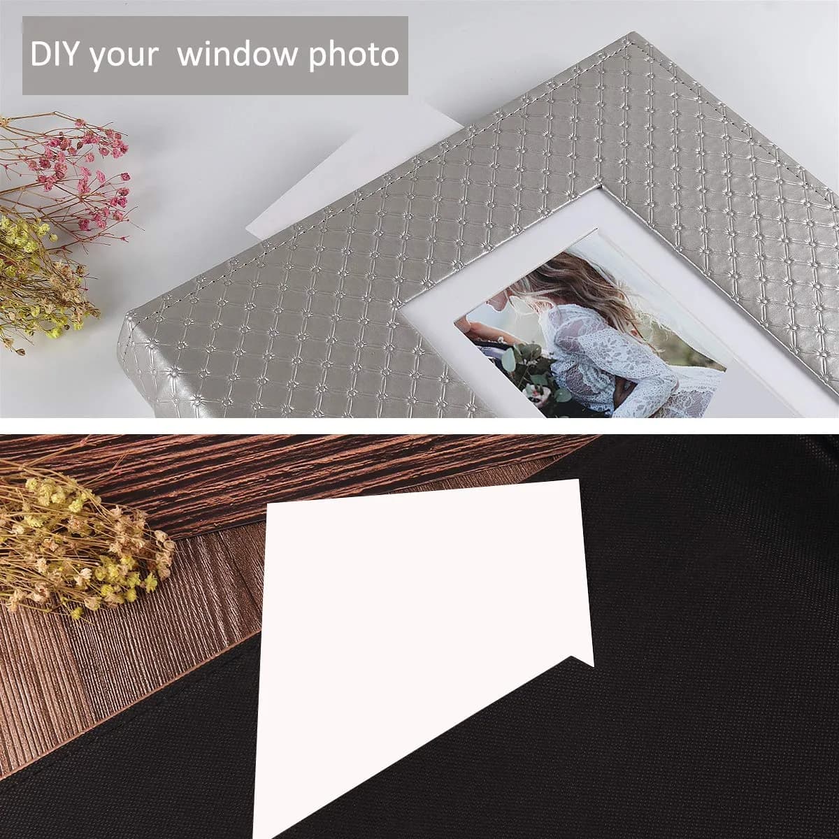 RECUTMS Photo Albums 4x6 Pictures | Large Capacity, Elegant PU Leather Cover, 600 Pockets, Ideal for Weddings & Travel — A-Grey / 600 Pockets thumbnail 5