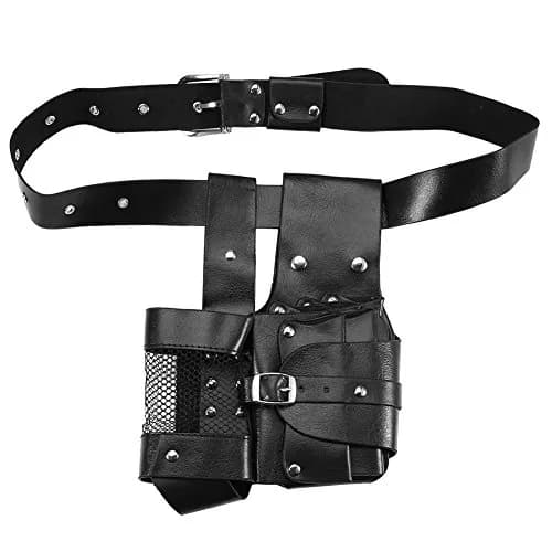 ZJchao PU Leather Hair Stylist Waist Bag with Adjustable Belt | Black thumbnail 1