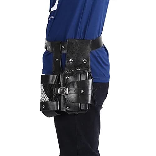 ZJchao PU Leather Hair Stylist Waist Bag with Adjustable Belt | Black thumbnail 4
