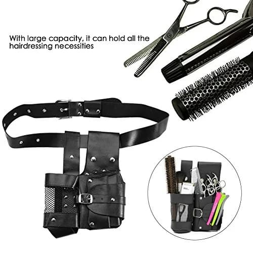 ZJchao PU Leather Hair Stylist Waist Bag with Adjustable Belt | Black thumbnail 2