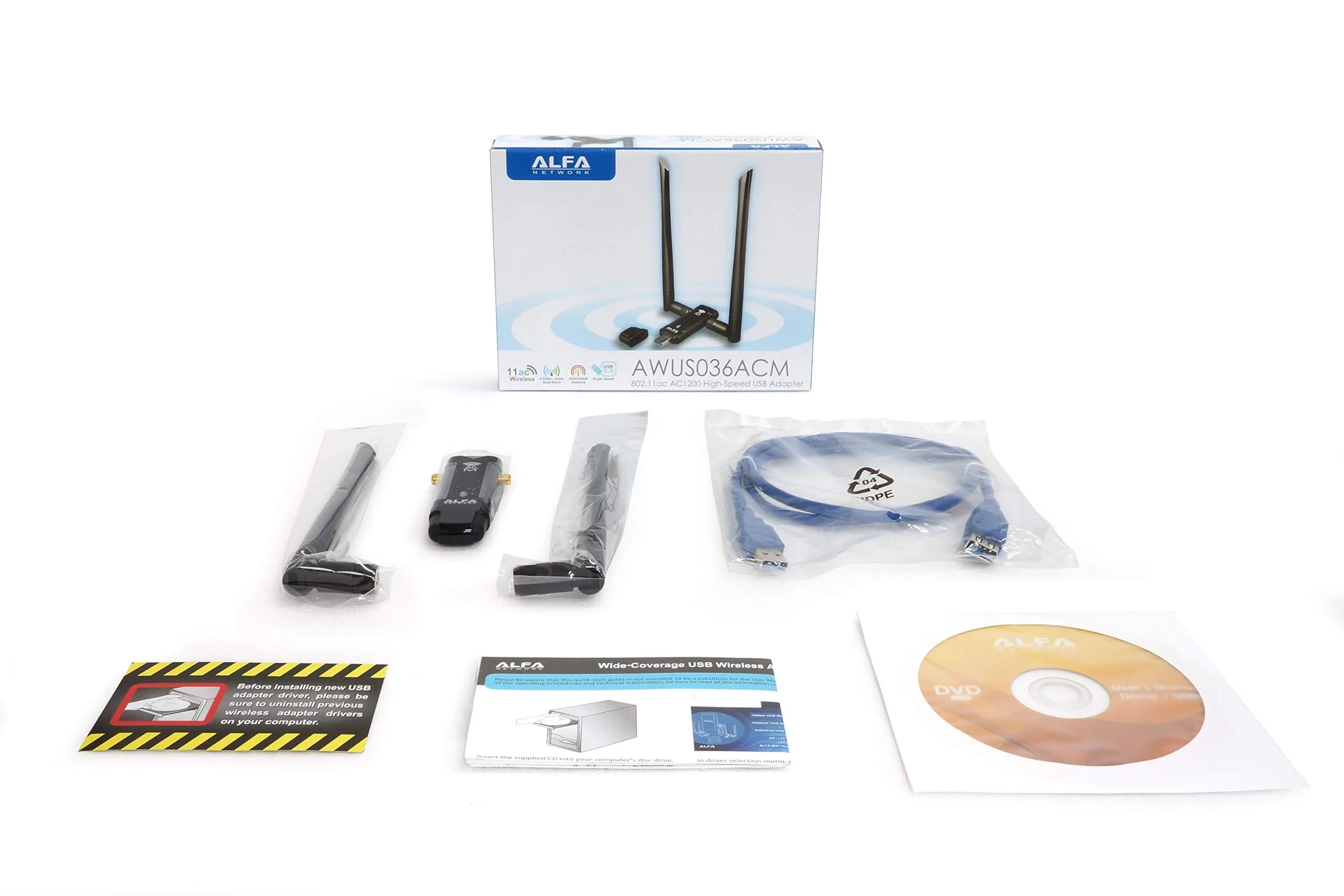ALFA Network AWUS036ACM AC1200 USB Wi-Fi Adapter | Dual-Band 2.4GHz/5GHz, USB 3.0, External Antenna - view 2