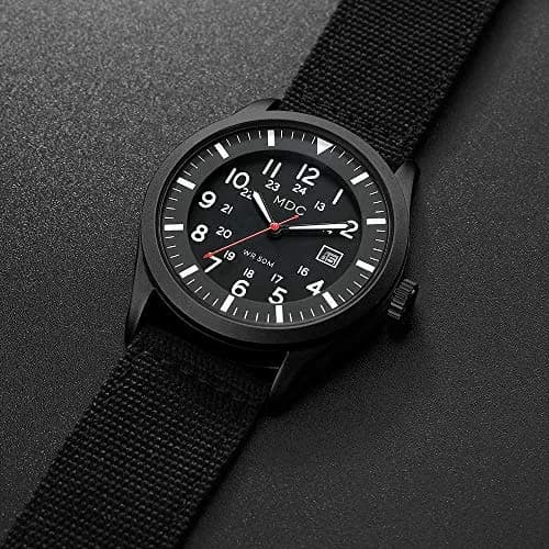 Infantry Mens Military Field Watch 40mm (1.57 inches) | Easy Read Large Face, Black Nylon Band thumbnail 5