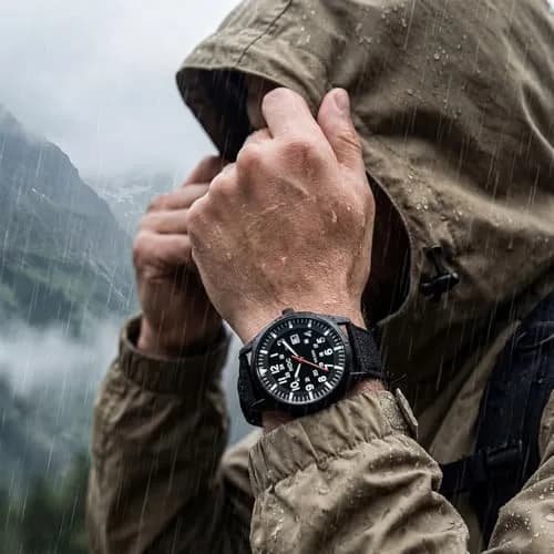 Infantry Mens Military Field Watch 40mm (1.57 inches) | Easy Read Large Face, Black Nylon Band thumbnail 3